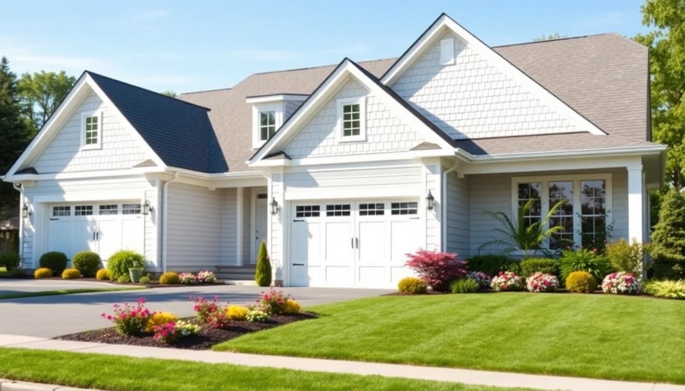 Explore a cape cod home with an attached garage set against vibrant landscaping.
