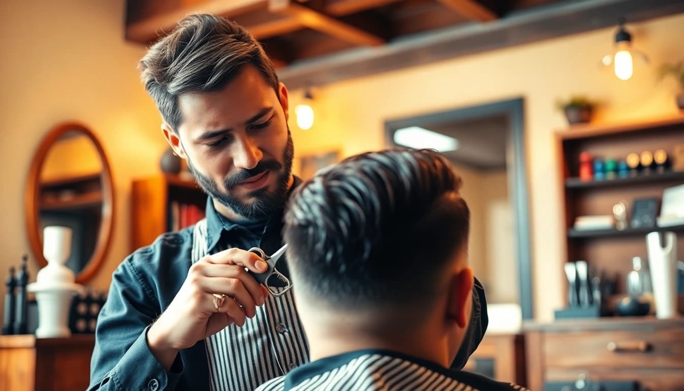 Ace of Fades 212 barber expertly applying a non-surgical hair replacement system