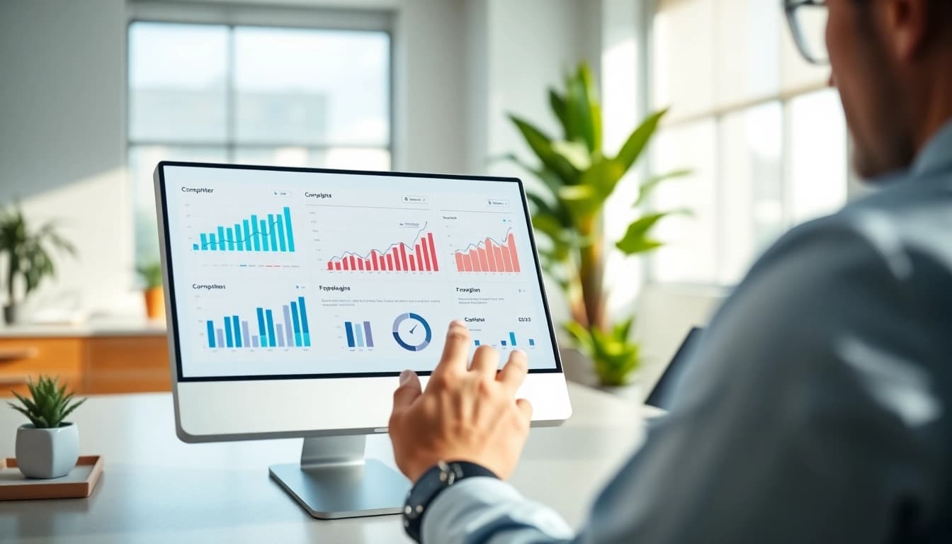 Analyze Find competitor customer list using data insights in a modern office