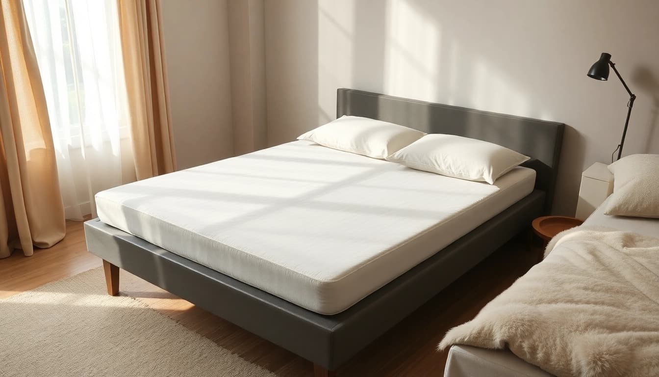 Materasso singolo di alta qualità posizionato in una camera da letto moderna con decorazioni accoglienti.