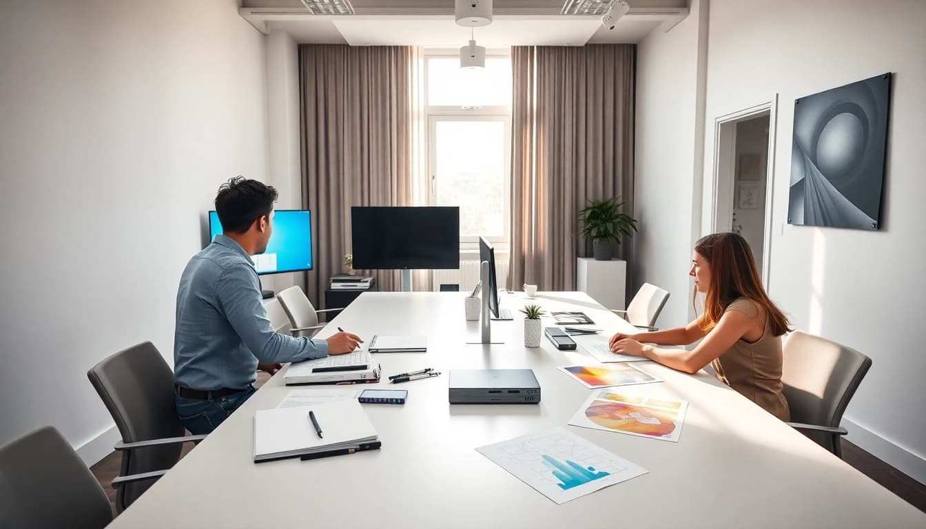 Professionelle Webdesign Braunschweig Agentur mit kreativen Designern, die zusammenarbeiten.