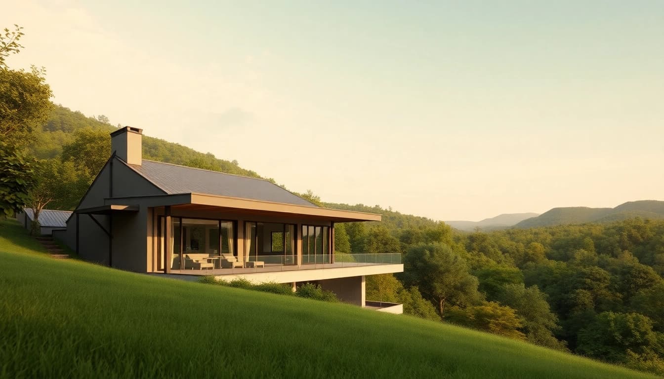 Rock View Road Revival features a stunning modern home surrounded by lush greenery, showcasing contemporary design.