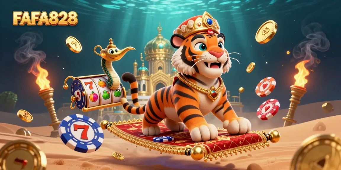 Experience thrilling gameplay at FAFA828 with vibrant slot reels and spinning coins.