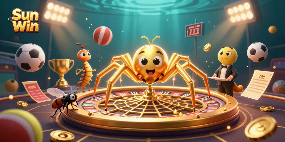 Engage in thrilling bets at Sun Win with a vibrant casino scene featuring dynamic characters and elements.