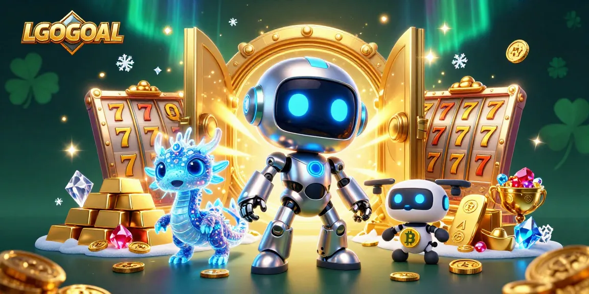 Experience exciting gameplay at LGOGOAL with vibrant slot reels and jackpot wins amidst a dazzling treasure scene.