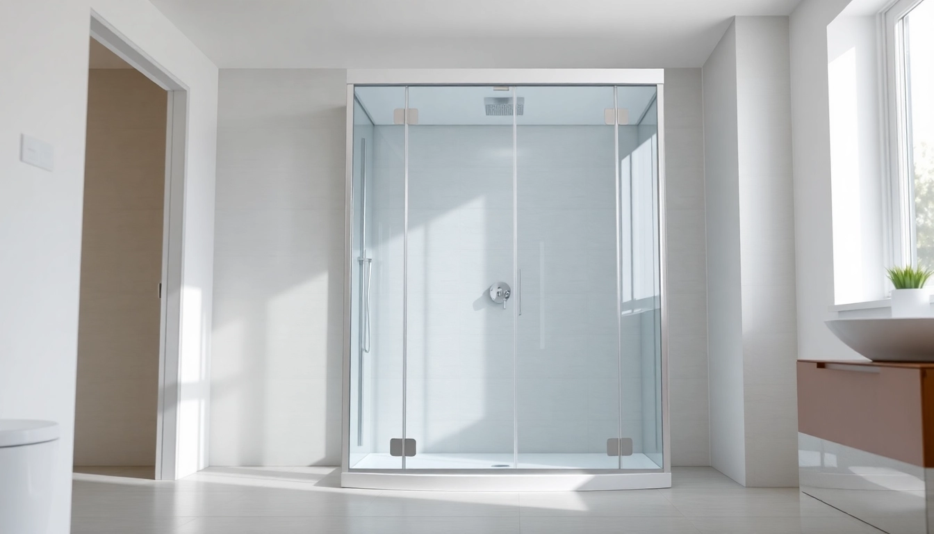 Duschkabine 90x90 in einem modernen Badezimmer mit eleganten Glasdetails.