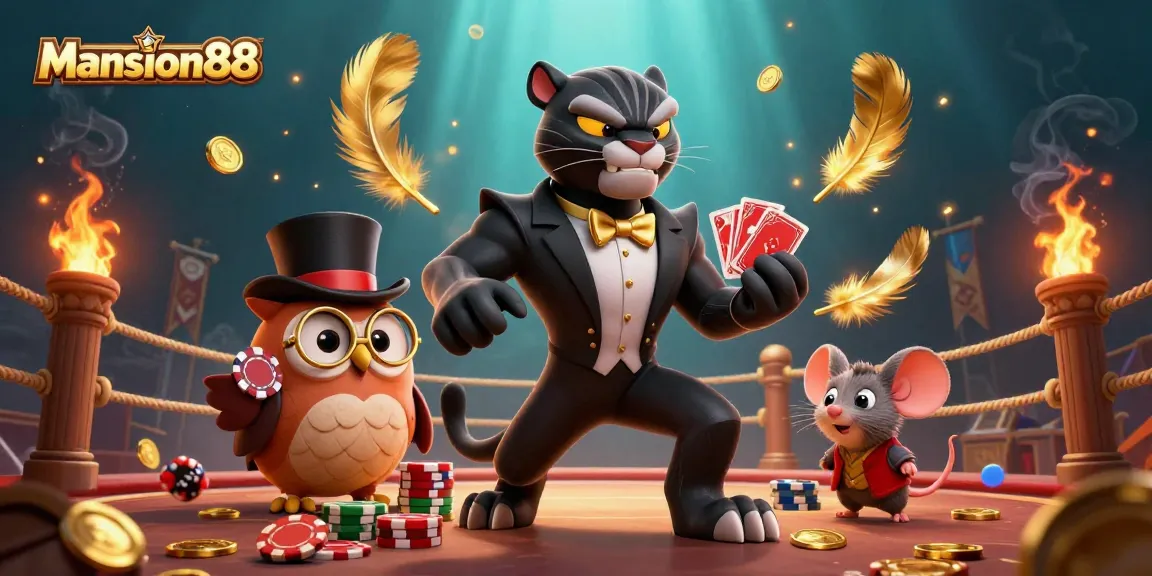 Engage with Mansion88's vibrant atmosphere, featuring card games and dynamic casino action.