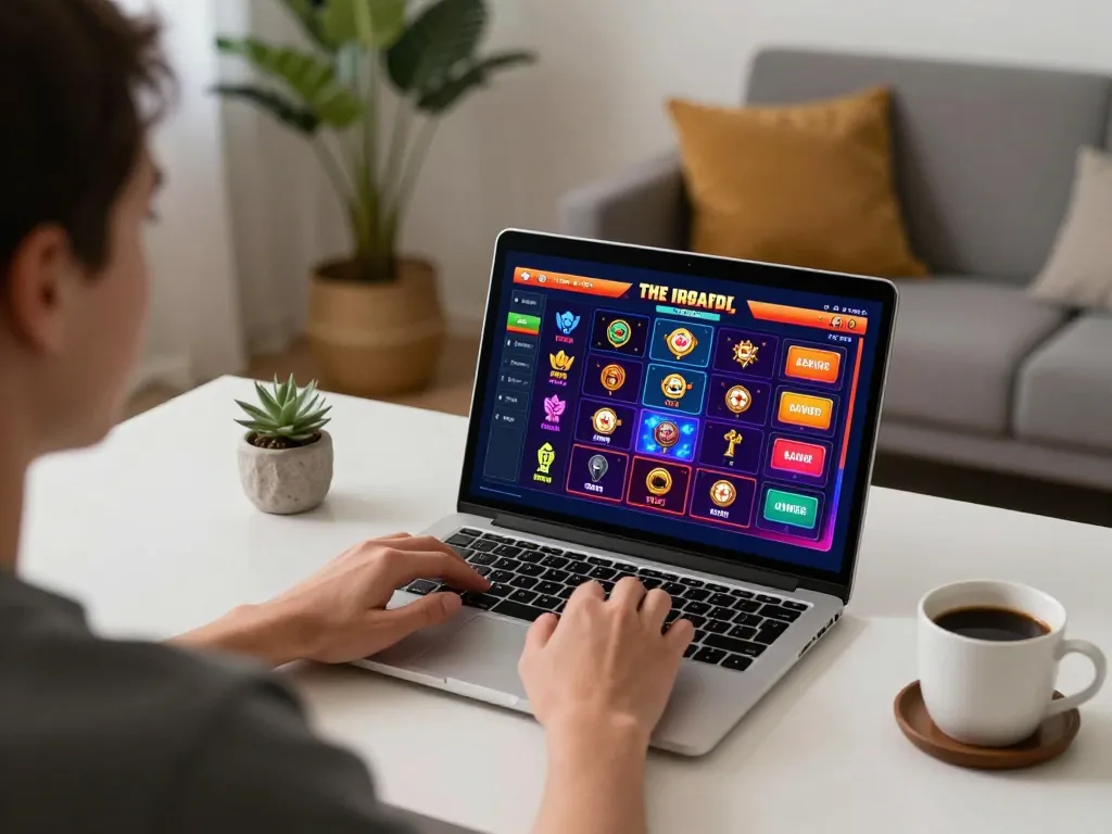 Engaging moment in online casinos in Canada reddit, showcasing a player using a laptop for gaming.
