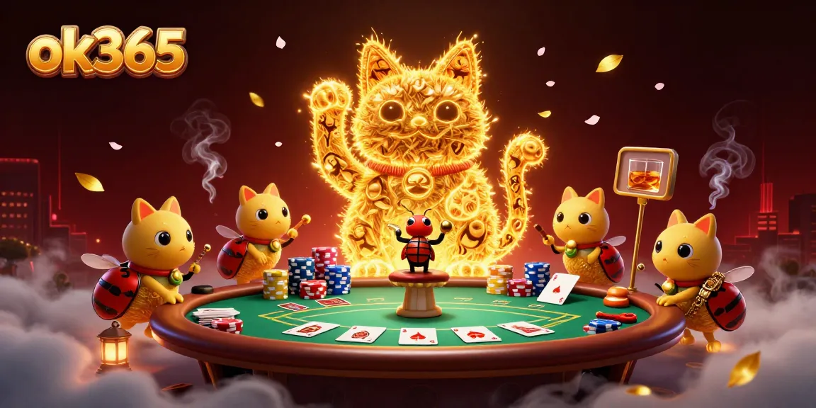 Experience thrilling gameplay with ok365 and vibrant golden fireflies in an exciting casino scene.
