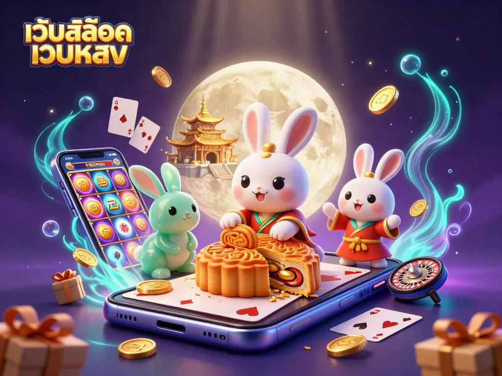 เล่น เว็บสล็อตเว็บตรง บนพื้นผิวดวงจันทร์ที่มีกระต่ายโบราณและโบนัสชิปโป๊กเกอร์