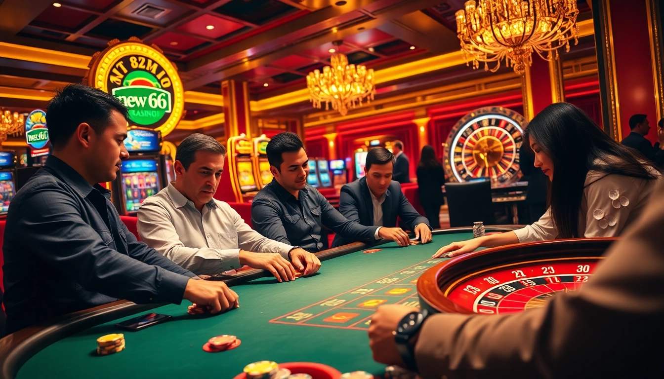 Players engage intensely at a poker table in a high-stakes environment, showcasing new 66 gaming excitement.