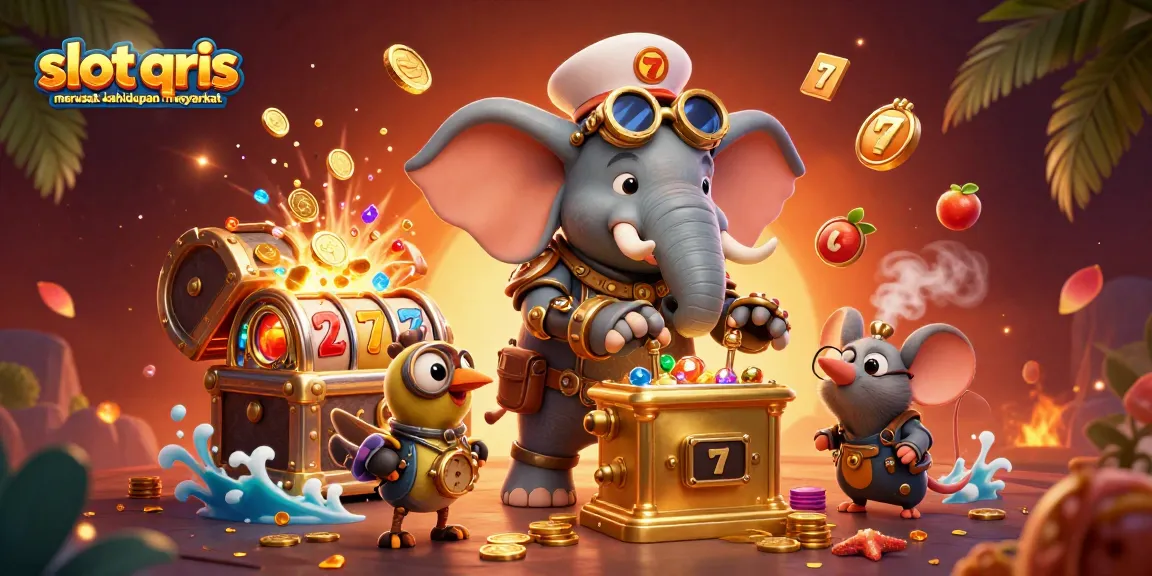 Spin the golden slot machine as slot qris merusak kehidupan masyarakat impacts lives in this vibrant 3D illustration.