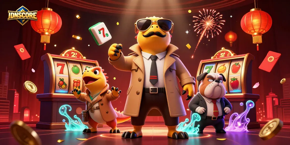 IDNSCORE gaming reveals a raptor duo sneakily entering a VIP casino lounge with excitement.