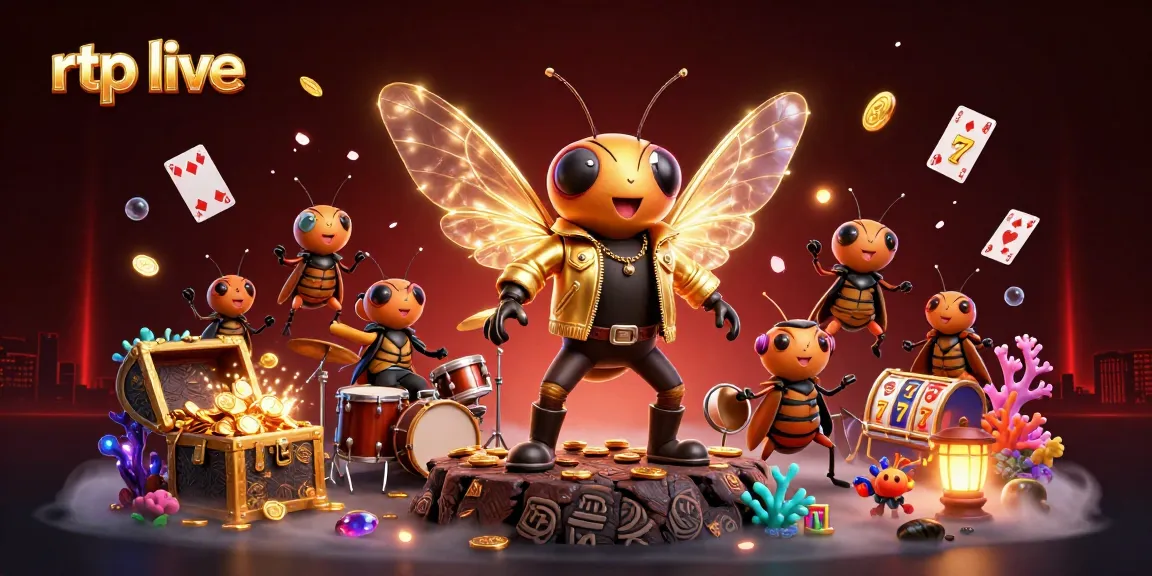 Engage with rtp live casino themes featuring a cicada rock star, gold coins, and jackpot visuals.