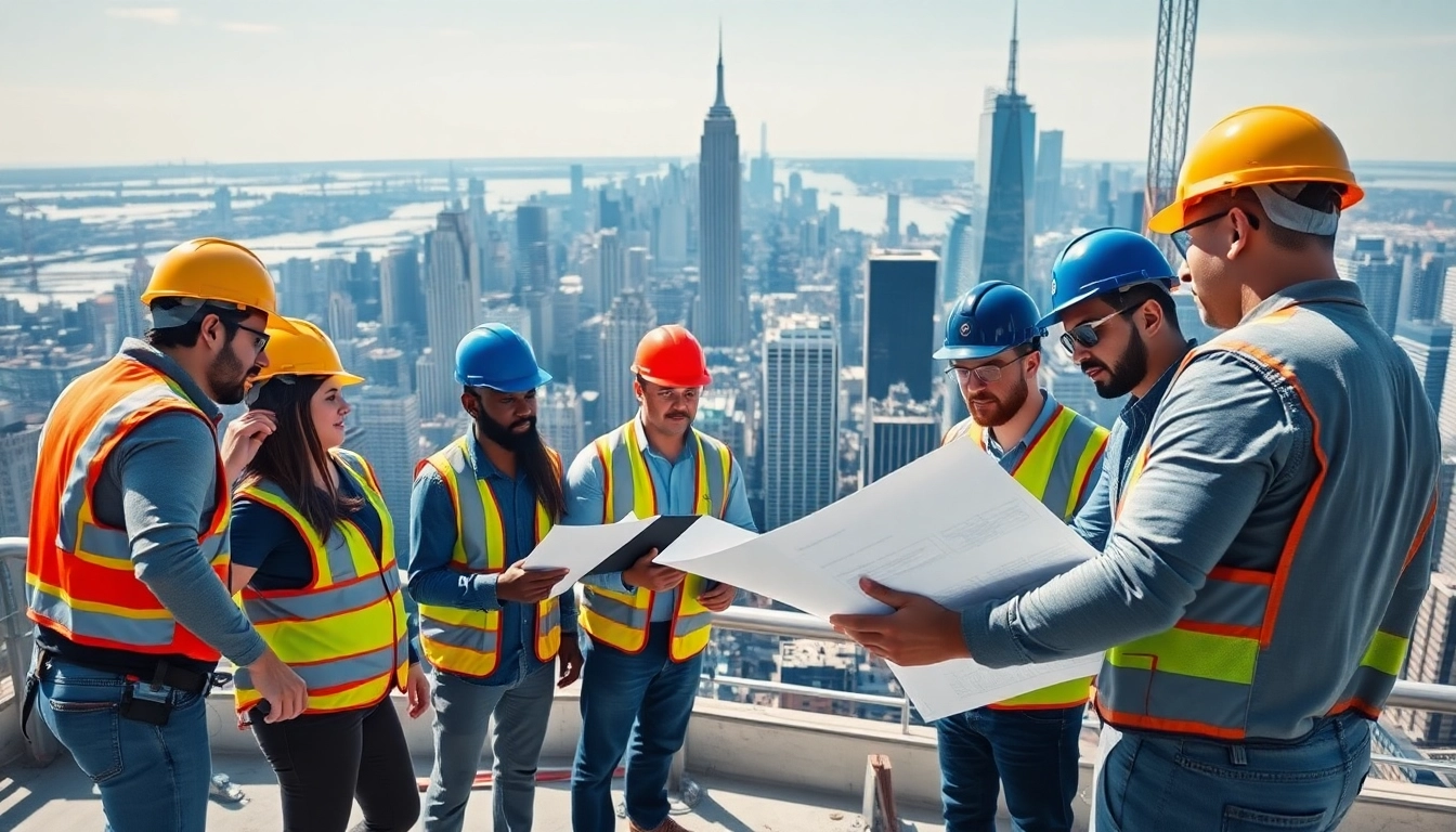 New York City Commercial General Contractor team collaborating on a high-rise construction project.