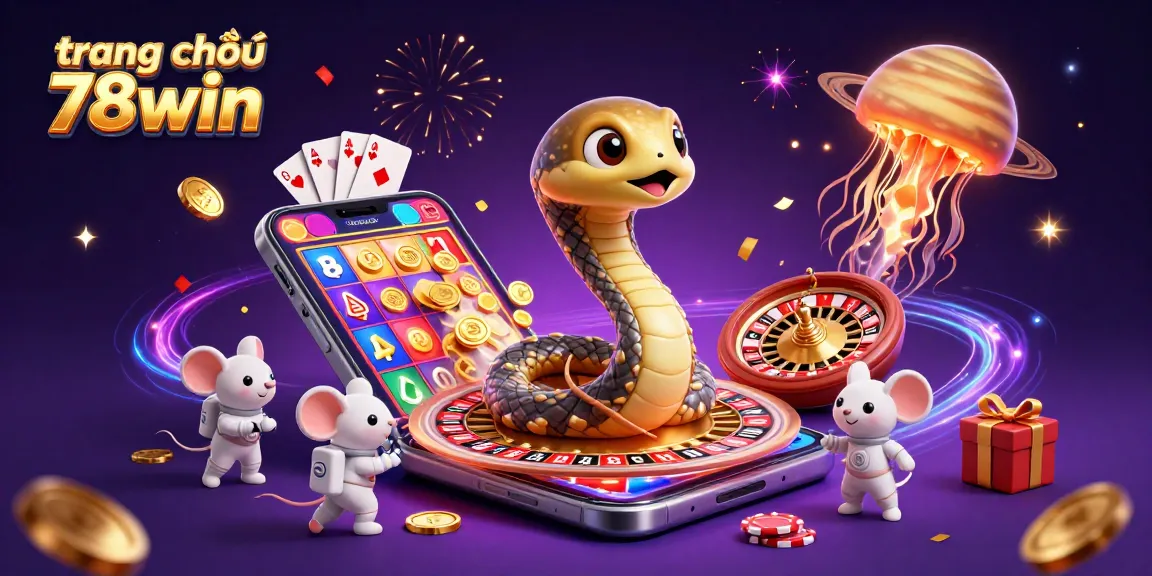 Engage in fun at trang chủ 78win with a vibrant cosmic casino scene featuring unique characters and game elements.