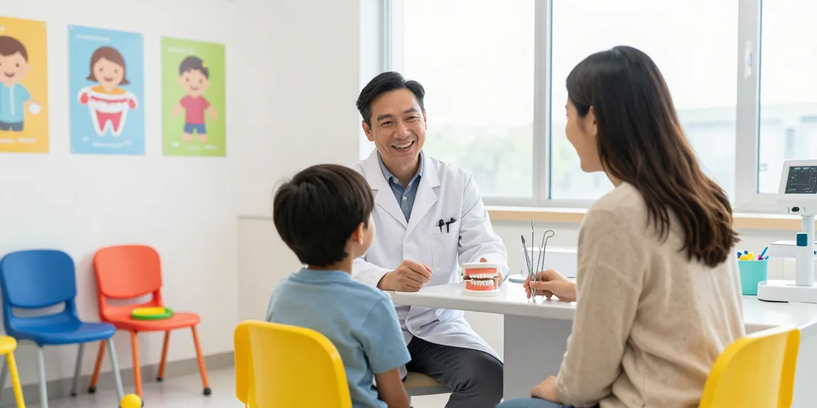 Child visiting Hawthorn orthodontist for children consultation with friendly doctor.