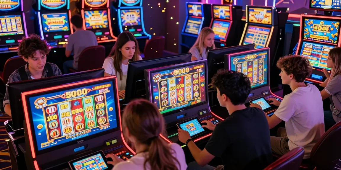 Exciting online gaming scene showcasing diverse players enjoying slot depo 5000 machines with vibrant graphics and celebratory atmosphere.