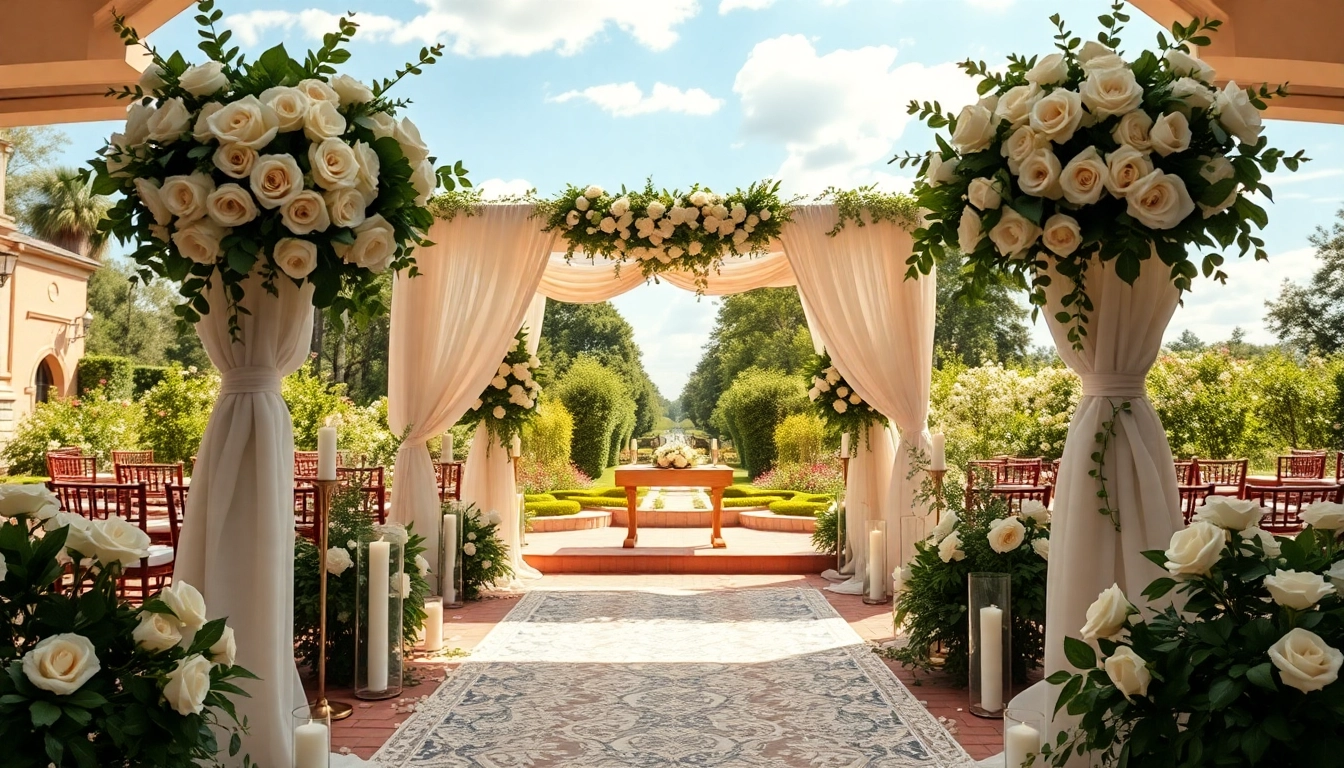 Stunning view of a Jacksonville Wedding Venue set for a romantic ceremony with floral decorations.
