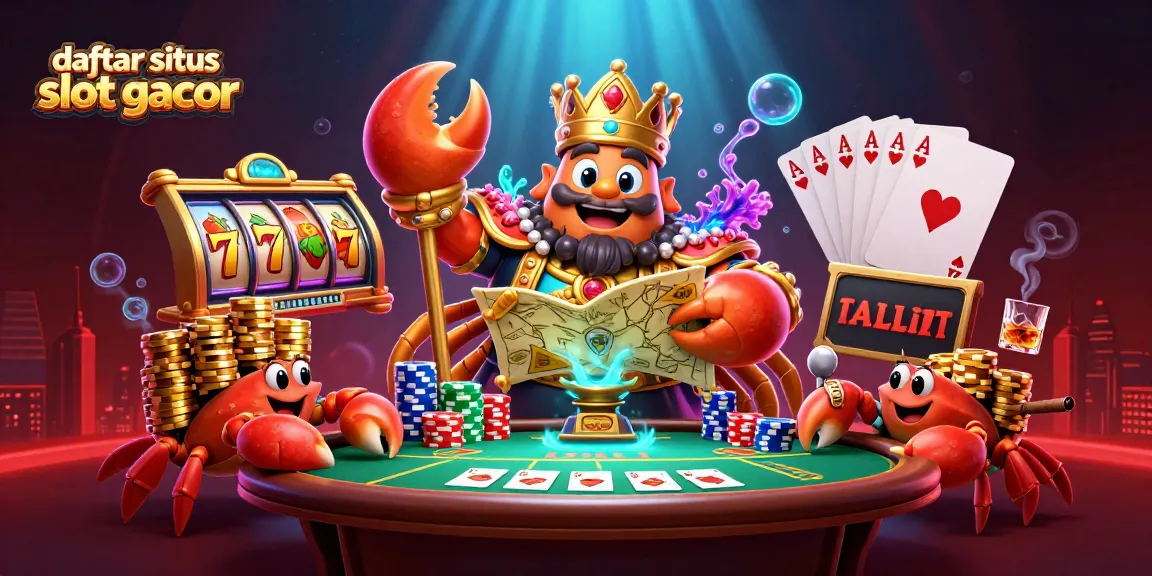 Menyusuri daftar situs slot gacor dengan keceriaan karakter kepiting emas raksasa yang membawa harta.