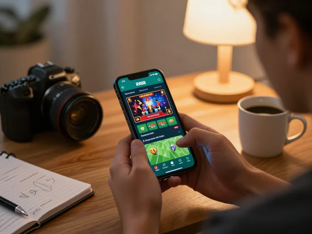 Engaging with the RR88 App for seamless betting on sports and live games at home.