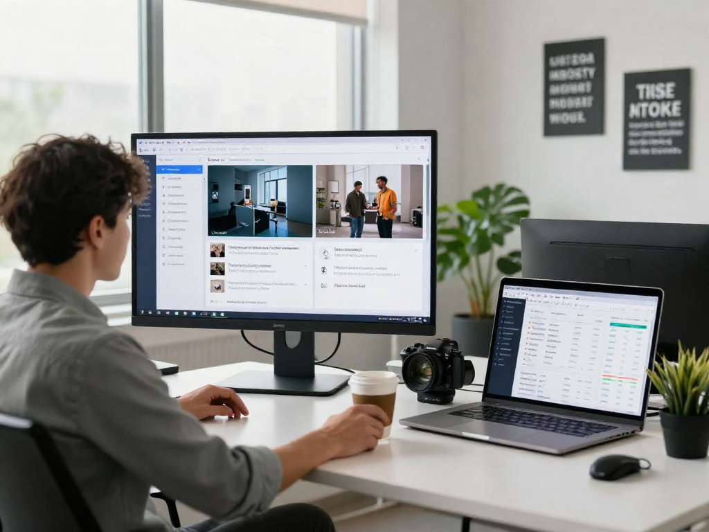 AI image detector in use by a data analyst, enhancing content moderation accuracy.