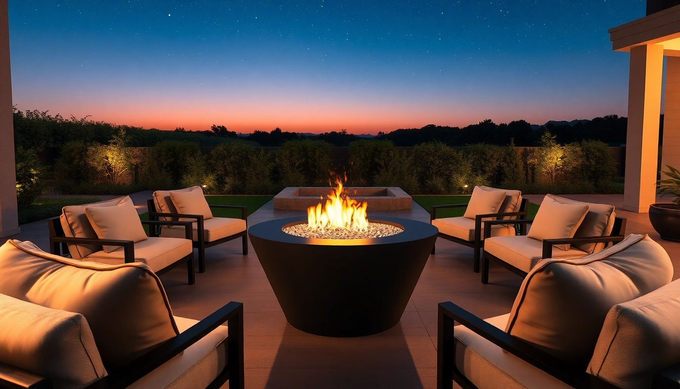 Gather around Fire Pits with stylish seating and a tranquil outdoor atmosphere.