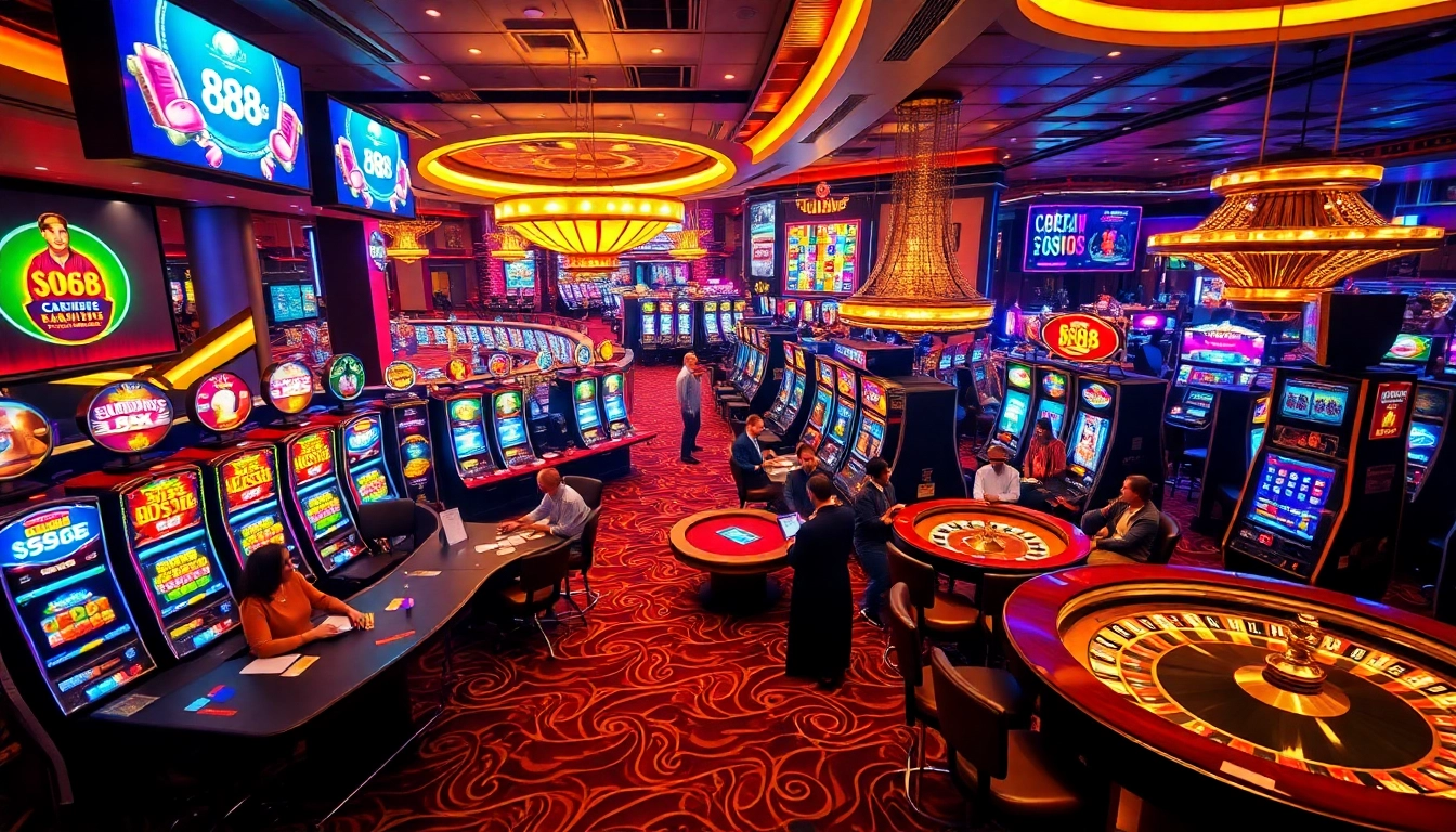 Experience the excitement of 888b com at a vibrant casino with players enjoying games.