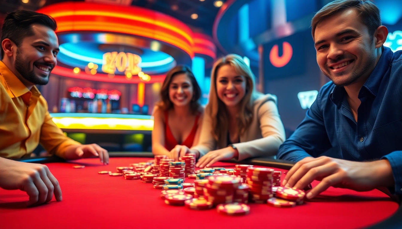 Exciting casino gaming table experience with players at the 8win official location.