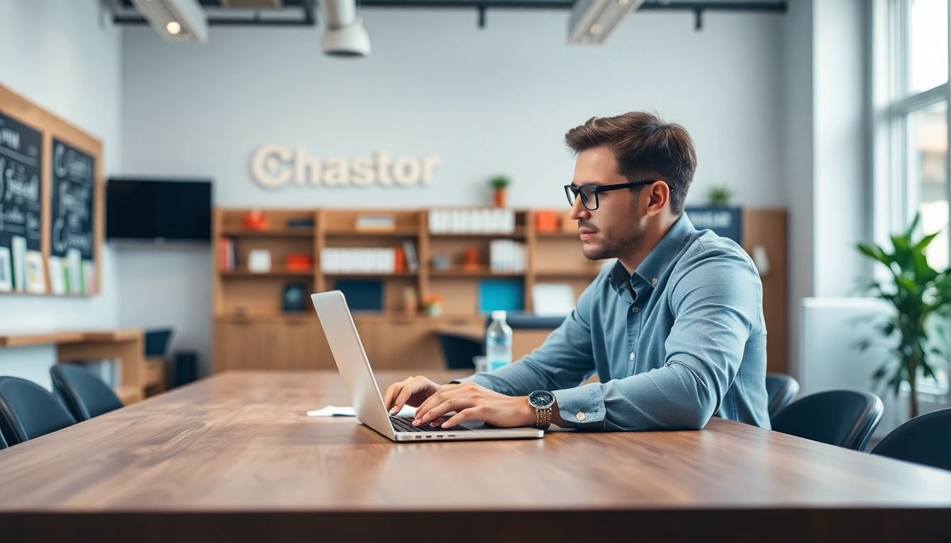 Engaging online marketing edmonton strategies with a focused consultant in a modern workspace.