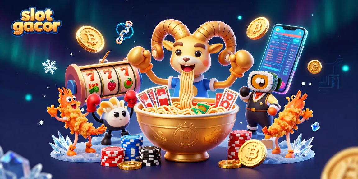 Engage with slot gacor strategies featuring vibrant characters and crypto elements in this dynamic casino scene.