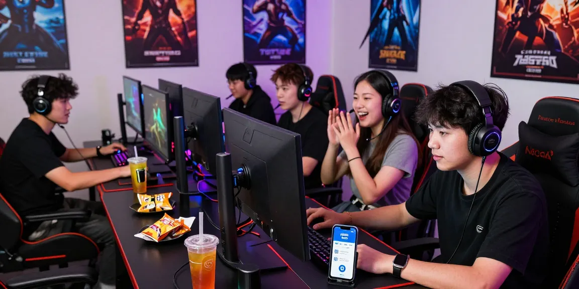 NAGA2000 memungkinkan topup akun game tanpa biaya admin melalui QRIS, menampilkan pemain beragam dalam suasana gaming yang energik.