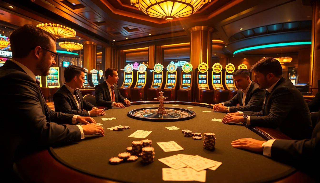 Players strategizing at a high-stakes poker table inside a luxurious casino, reflecting the hidden wiki's insights on gambling.