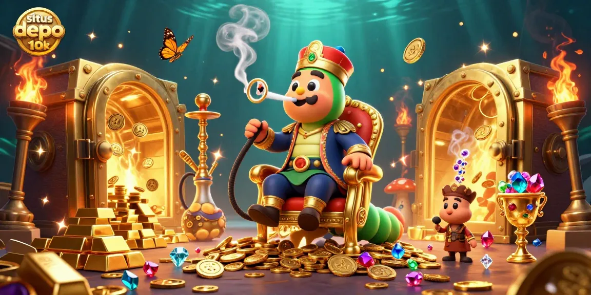 Experience the excitement of situs depo 10k casino with a vivid 3D cartoon illustration featuring vibrant characters and gold treasures.