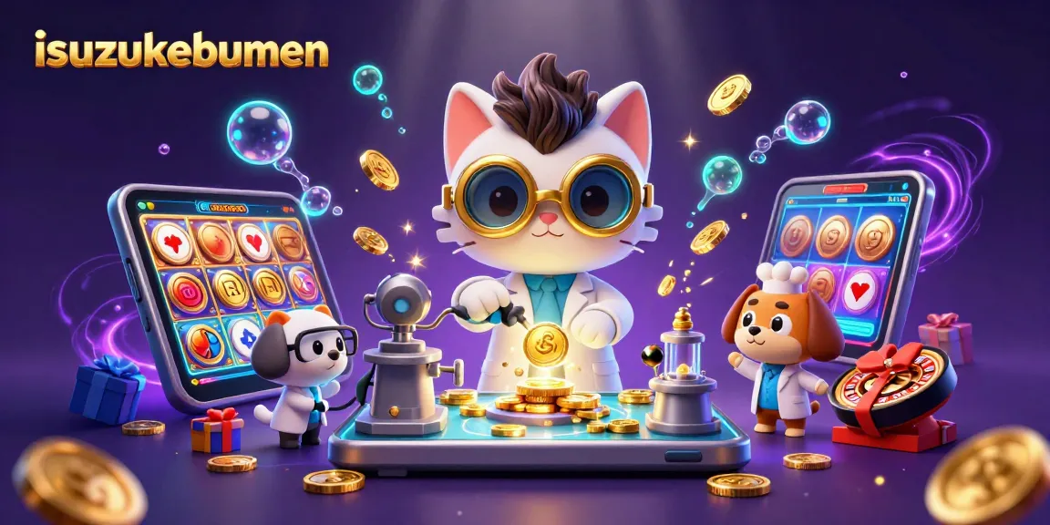 Experience isuzukebumen's thrilling slot game action with golden coins and a vibrant scene.