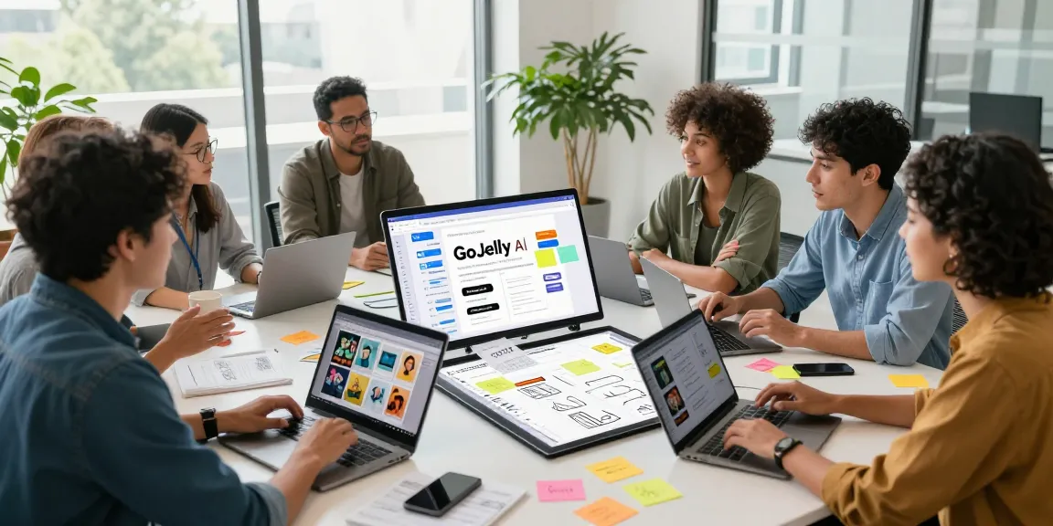 Creative collaboration with mixboard ai in a modern workspace with enthusiastic team brainstorming ideas.