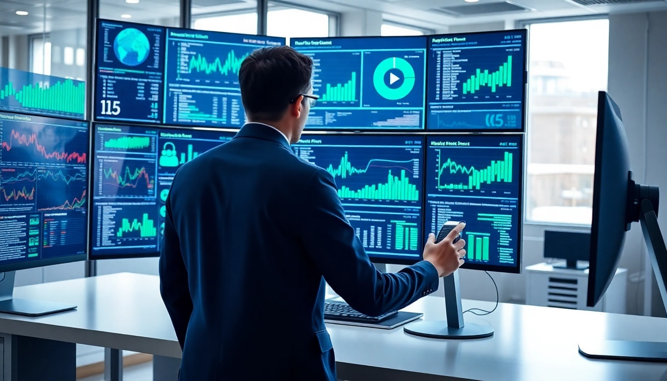 Utilizing AI for competitive intelligence in a modern office setting.
