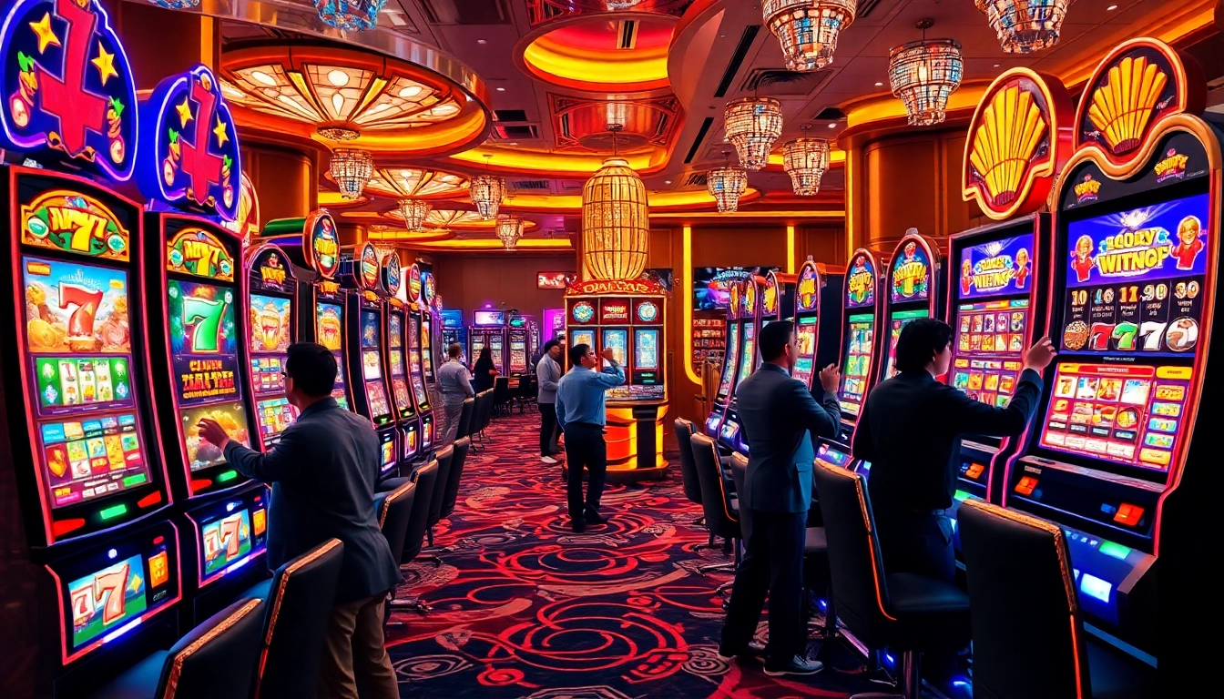 Exciting scene with slot machines highlighting slot deposit 1k opportunities for winning big jackpots.