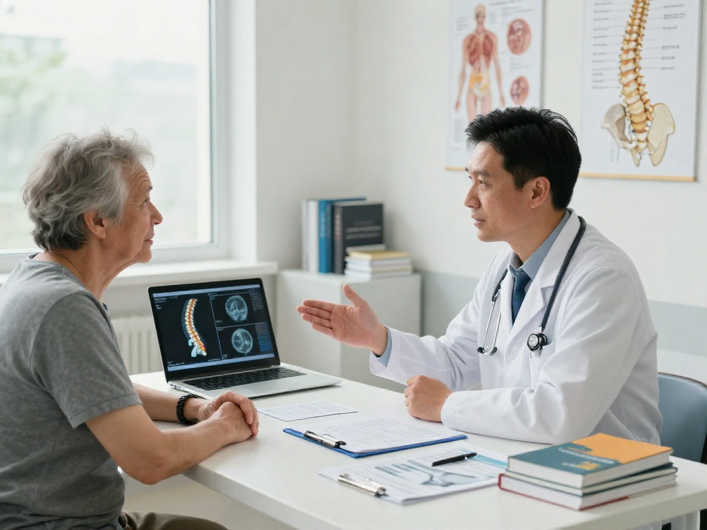 Dar kanal ameliyatı consultation between surgeon and patient in a modern clinic
