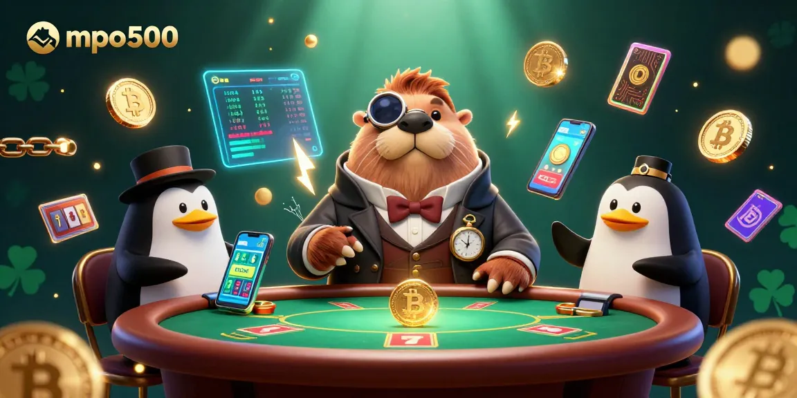 Experience thrilling gameplay with mpo500 at an underwater poker table featuring a walrus and friends.