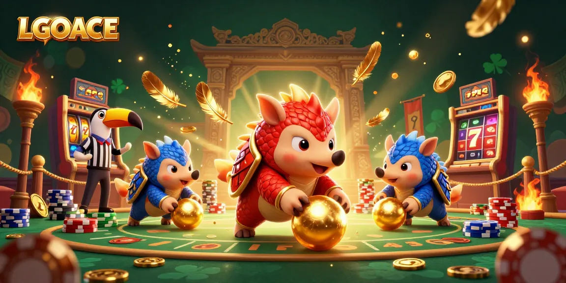 LGOACE ignites excitement with animated pangolins bowling through poker chips in a vibrant online casino scene