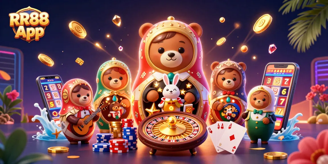 Spin and win with the RR88 App featuring vibrant casino characters and rich game visuals.