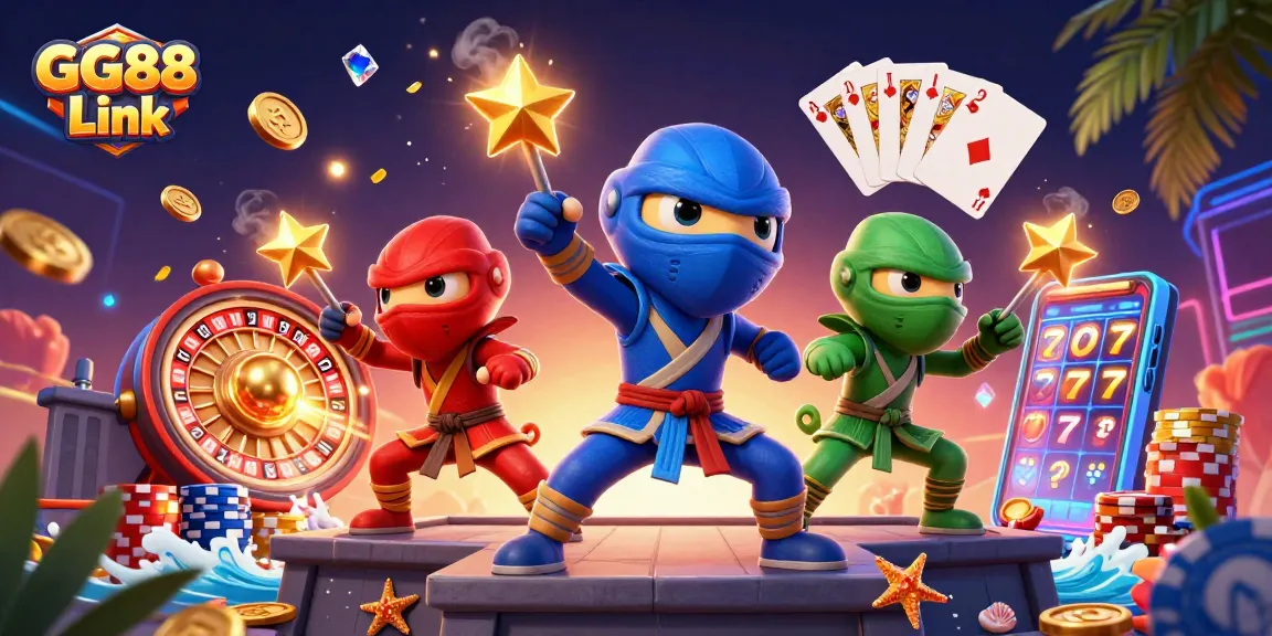 Experience thrilling gameplay with GG88 Link's dynamic casino elements and vibrant chameleon ninjas.