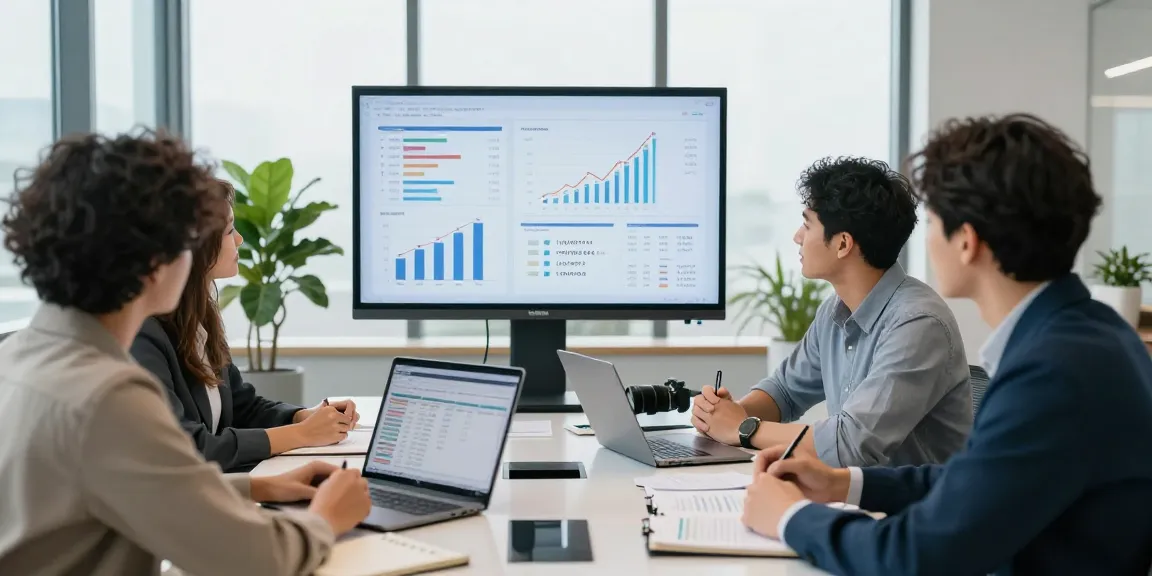 Team collaborating on asset tracing metrics in a professional office environment.