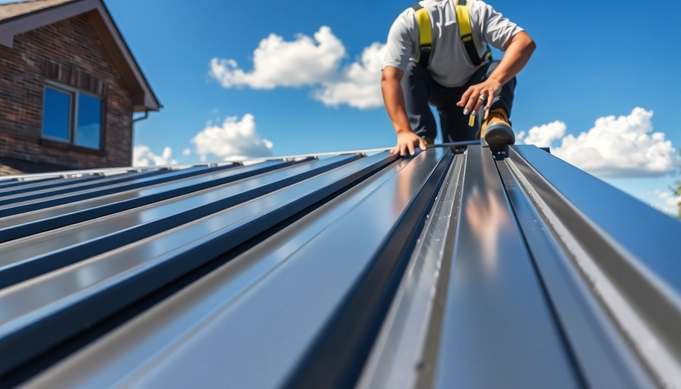 Installers working on metal roofing calgary showcasing durability and design.