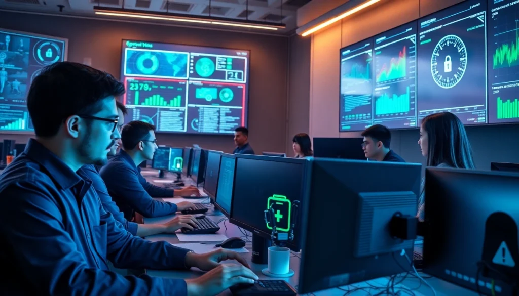 Cybersecurity Services Tampa professionals monitoring threat analytics in a modern operations center.