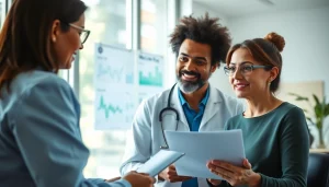 Discussing health strategies in a professional office setting, focusing on patient-doctor engagement.