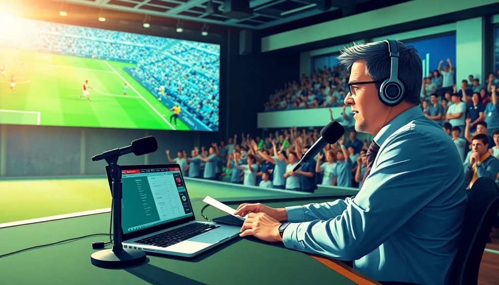 스포츠중계의 생생한 장면을 전달하는 방송 기자