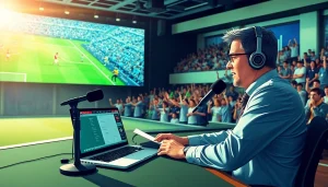 스포츠중계의 생생한 장면을 전달하는 방송 기자