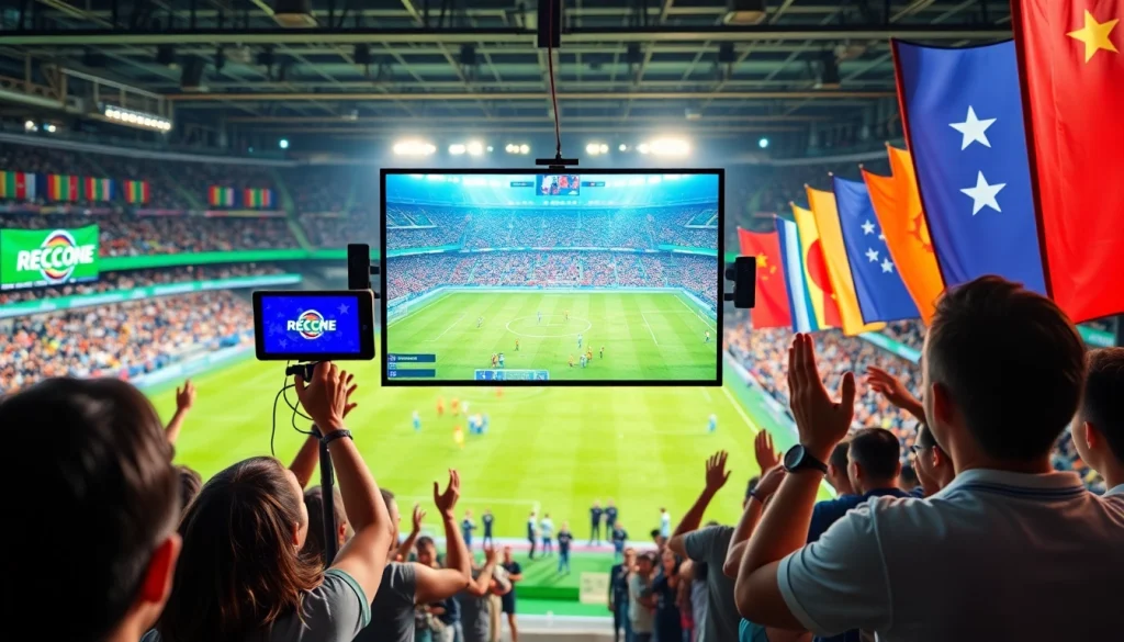 스포츠중계 실시간 중계를 즐기는 팬들이 응원하는 장면